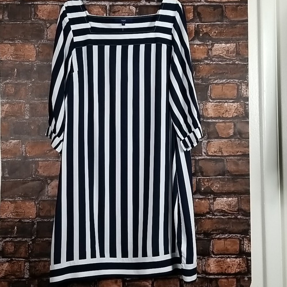 Next| White & Navy Stripe Dress